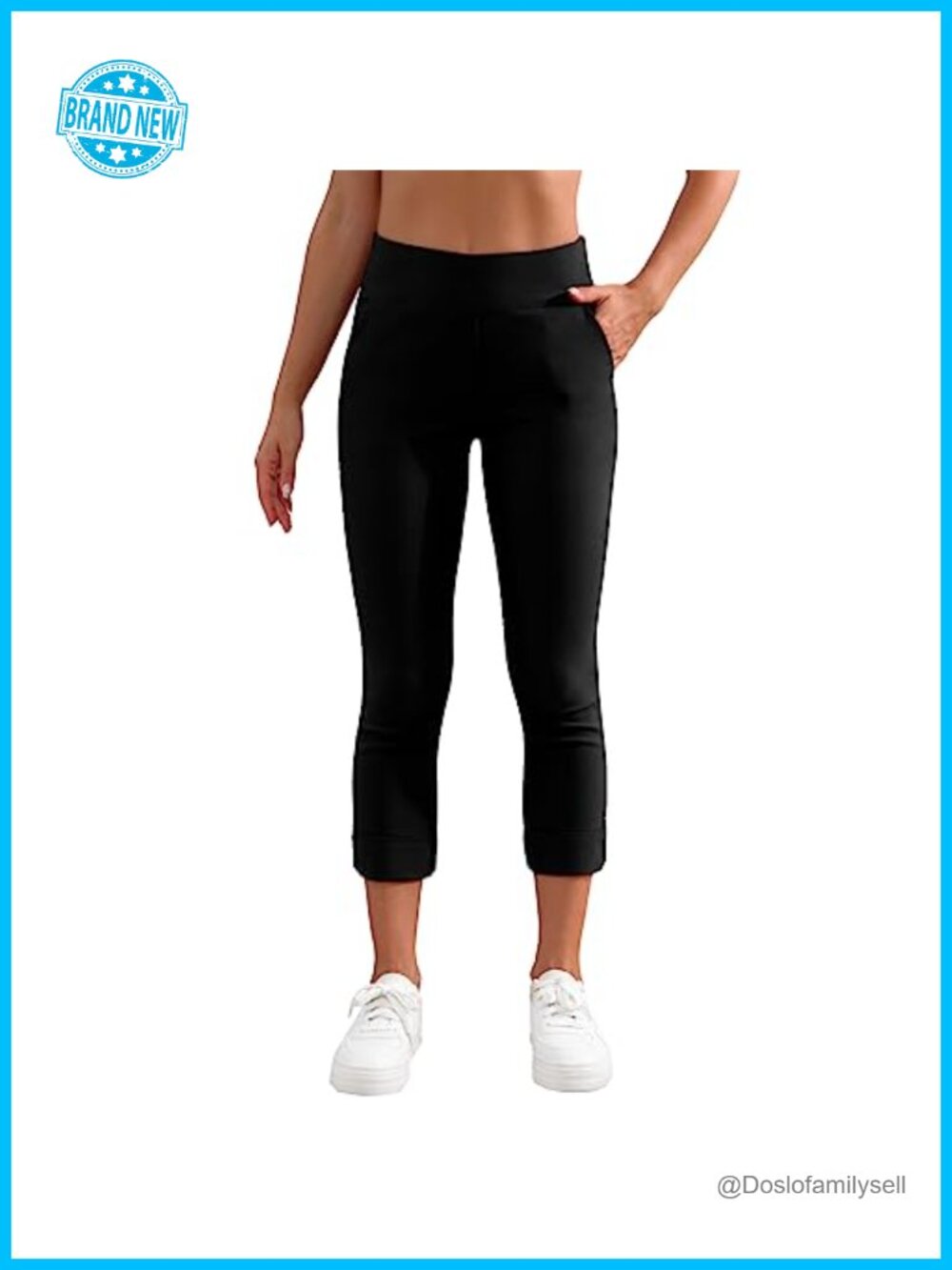 Stretch Tummy Control Capri Pants with Pockets